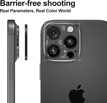Laser-Etched Aluminum Camera lens Protector for iPhone 16 Pro/Max - [2025 Inspired Camera Design] for iPhone 14/15/16 Pro & Pro Max Series (No Glass Lens Coverage), 2 pack, Black