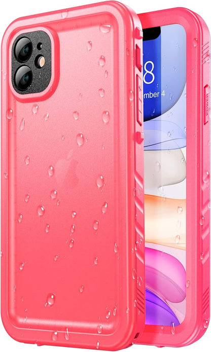 SPORTLINK Waterproof Case for iPhone 11, Full Body Heavy Duty Protection Full Sealed Cover Shockproof Dustproof Built-in Clear Screen Protector Rugged Case for iPhone 11 6.1 Inch Pink