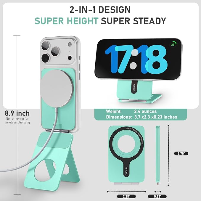 Magnetic Tripod for iPhone, Aluminium Phone Tripod Stand Compatible with Magsafe iPhone 17/16/15/14/13/12 Series, Foldable Strong Magnetic Phone Stand & Travel Essentials Accessories