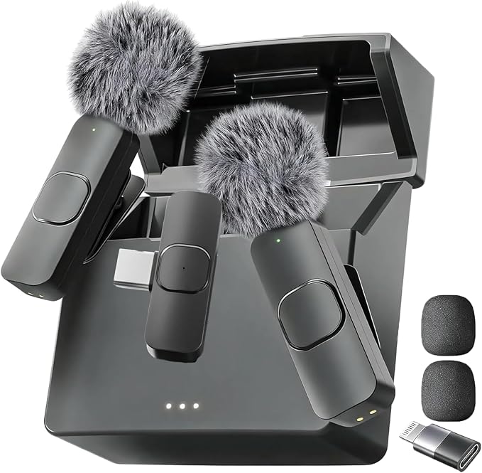 Mini Mic Pro (Latest Model - Wireless Mini Microphone for iPhone, iPad, Android - 2 Pack Lavalier Microphone for Video Recording - iPhone Mic Crystal Clear Recording with USB-C for Content Creators