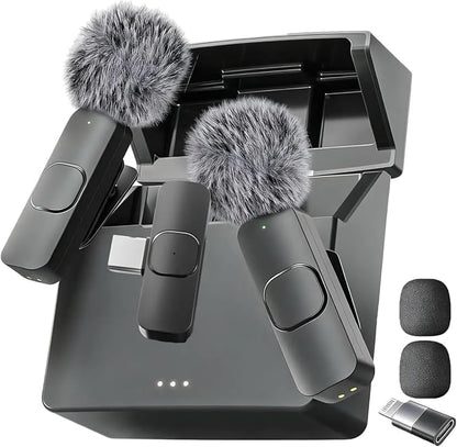 Mini Mic Pro (Latest Model - Wireless Mini Microphone for iPhone, iPad, Android - 2 Pack Lavalier Microphone for Video Recording - iPhone Mic Crystal Clear Recording with USB-C for Content Creators