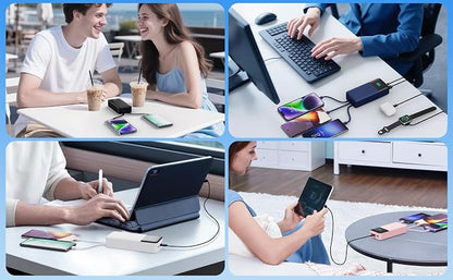Portable Charger 60800mAh Power Bank with 3 Built in Cables,25W PD QC4.0 Fast Charging USB C Battery Pack,6 Outputs 2 Inputs LCD Display Portable Phone Charger for iPhone 16/15/14/13,Google,Android