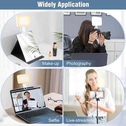 ALTSON 60 LED Portable Selfie Light Video Conference Lighting with Clip & Camera Tripod Adapter Rechargeable 2200mAh CRI 97+, 9 Light Modes for Phone iPhone Webcam Laptop Photo Makeup
