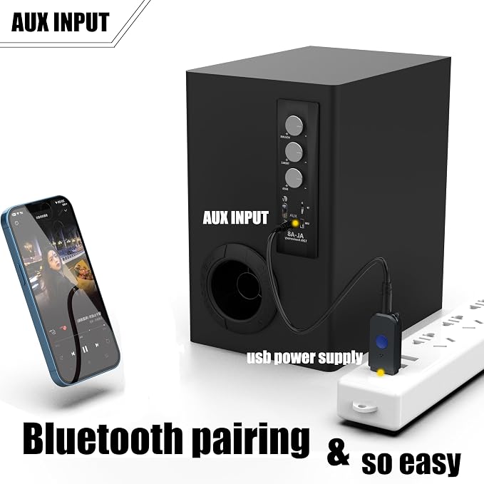 USB Bluetooth Car Kit [Stronger Mics& Noise Cancellation] &[Plug-and-Play] Bluetooth 5.3 Receiver Adapter for Car Music/Hands-Free Calls/Stereo Audio,Black