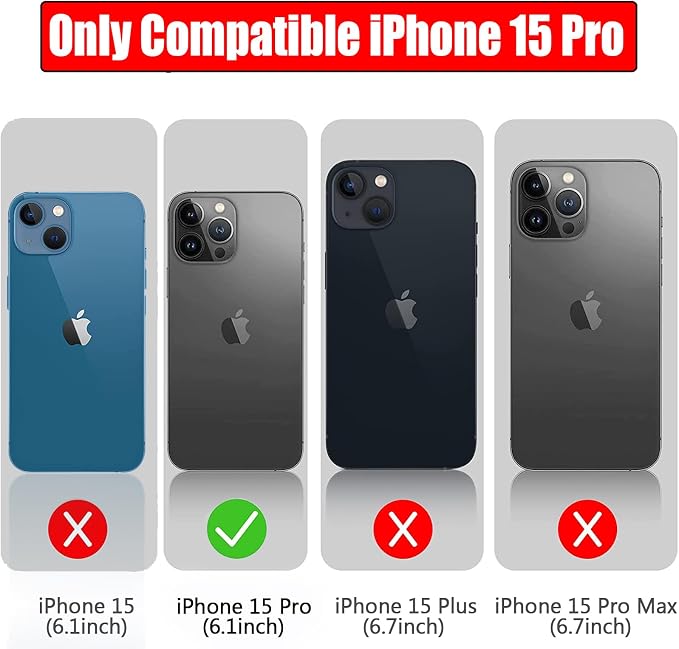 Battery Case for iPhone 15 Pro, Full Encircle 10000mAh High Capacity Rechargeable Portable Charger Case Extended Battery Pack for iPhone 15 Pro (6.1 inch) Wireless Charging Cover with Carplay-Black