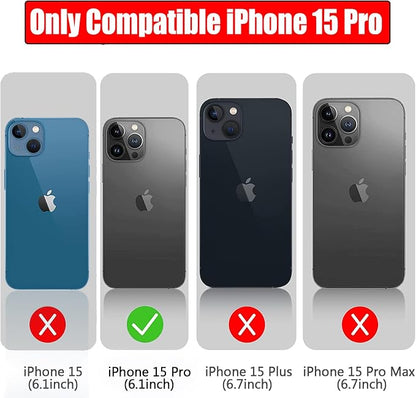 Battery Case for iPhone 15 Pro, Full Encircle 10000mAh High Capacity Rechargeable Portable Charger Case Extended Battery Pack for iPhone 15 Pro (6.1 inch) Wireless Charging Cover with Carplay-Black