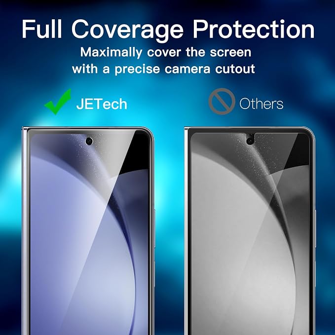 JETech Front Screen Protector for Samsung Galaxy Z Fold 5, 3-Pack | Full-Coverage PET Film, HD Clear, Case-Friendly Design