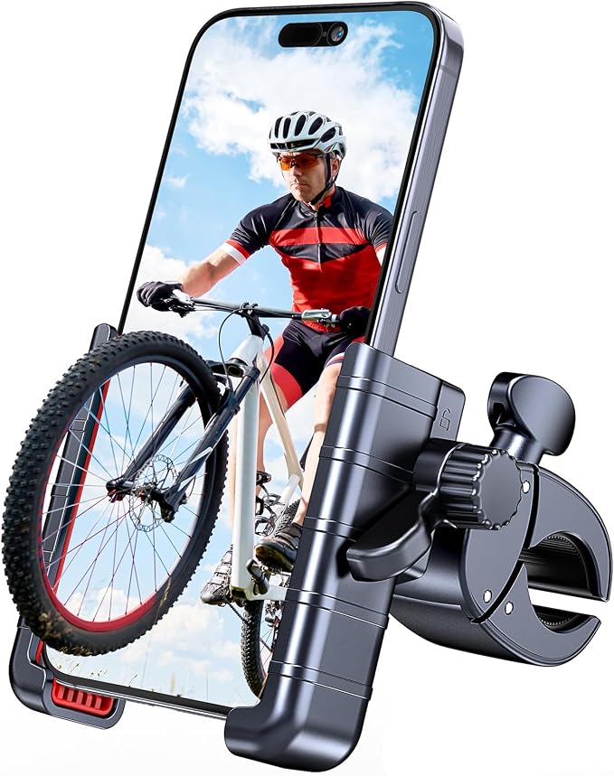 Bike Phone Mount Holder-[Quick Lock][Camera Friendly] Motorcycle Phone Holder Handlebar Clamp for Stroller Scooter Bicycle,360°Rotate Phone Mount Fits for 4.5"-7.0" iPhone & Android Phones