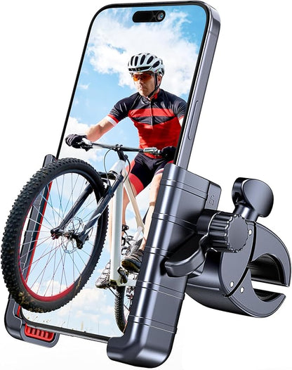 Bike Phone Mount Holder-[Quick Lock][Camera Friendly] Motorcycle Phone Holder Handlebar Clamp for Stroller Scooter Bicycle,360°Rotate Phone Mount Fits for 4.5"-7.0" iPhone & Android Phones