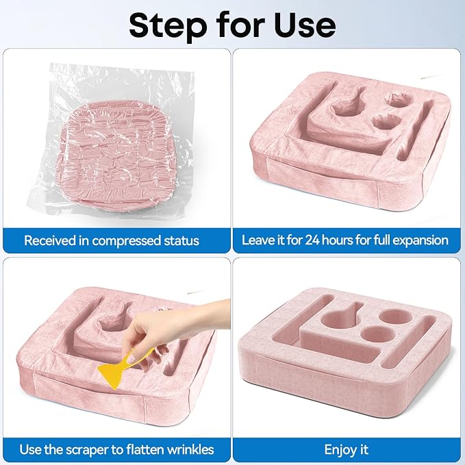 Couch Cup Holder Tray, Couch Caddy for Drink, Snack, Phone, Remote, Ipad, Game Controller, Large-Size Sofa Cup Holder for Bed, Sofa, Car, Desk, Pink