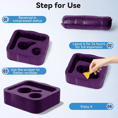 Couch Cup Holder Pillow, Sofa and Bed Caddy for iPad, Kindle, Switch, Game Controller, Remotes, Phones, Small-Sized Cup & Drink Holder for Couch, Bed, Desk, Car, Beach, Bathroom Cup Holder Purple