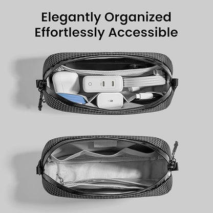 tomtoc Electronics Organizer Travel Case Performance, Cable Tech Pouch | Water Resistant Accessories Bag Carry Storage for Cord, Phone, Cables, Airpods, USB Flash Drive, Daily Items