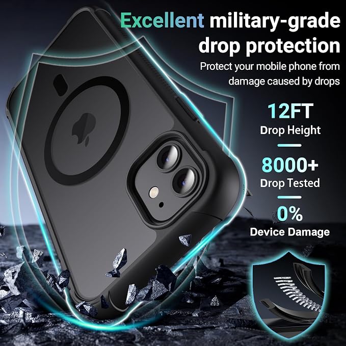 jaroco Magnetic for iPhone 11 Case, [Compatible with MagSafe][Military Grade Drop Protection][Heavy Duty Protection][Non-Slip][Shockproof] 2-Layer Durable Bumper Phone Case 6.1''-Black