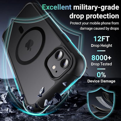 jaroco Magnetic for iPhone 11 Case, [Compatible with MagSafe][Military Grade Drop Protection][Heavy Duty Protection][Non-Slip][Shockproof] 2-Layer Durable Bumper Phone Case 6.1''-Black