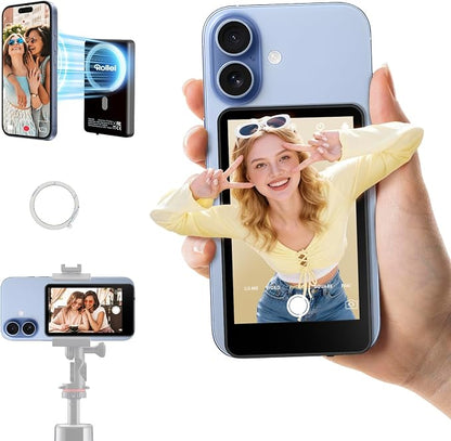Rollei M4 Selfie Monitor Screen for iPhone 17 Series & Android, 4K Magnetic Back Camera Monitor 164FT Wireless Control, Vlog Screen for Live Streaming & Video Recording
