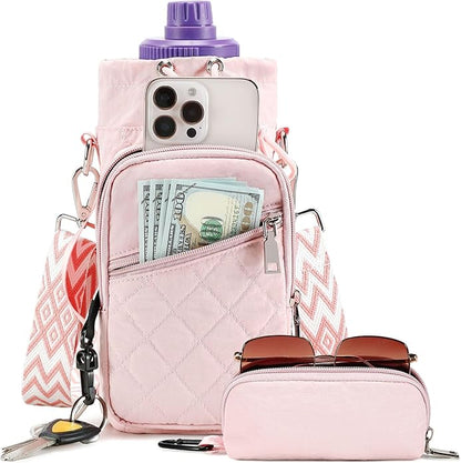 AGLOD Water Bottle Carrier Bag with Strap, Water Bottle Holder Crossbody Bags for Women Men for Walking, Hiking,Cycling