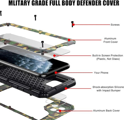 Mitywah Waterproof Case for iPhone 11 Pro, Heavy Duty Military Grade Shockproof Cover Built-in Screen Protection, Rugged Thick Full Body Protect Metal Case for iPhone 11 Pro, Camouflage