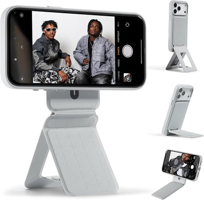 MOFT Phone Tripod Stand Selfie Stick x Tombogo for iPhone, Multi-Angles iPhone Stand, Lightweight & Portable Phone Holder, Strong Magnets, MOVAS Vegan Leather, Cement (Without Card Slot)