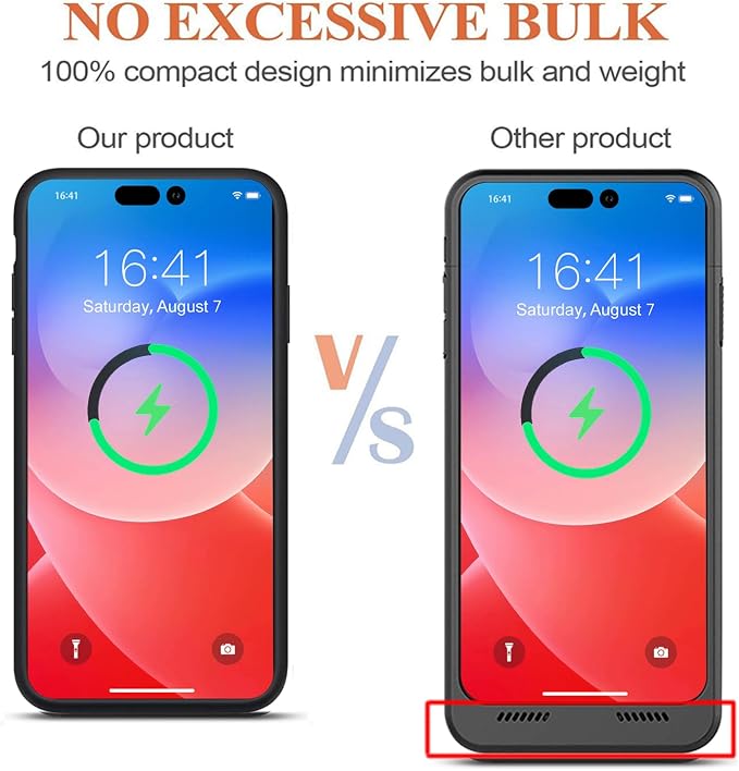 Battery Case for iPhone 14 Pro, 10000mAh Portable Protective Charging Case with Wireless Charging Compatible with iPhone 14 Pro (6.1 inch) Rechargeable Battery Pack Charger Case with Carplay (Black)