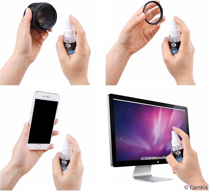 Lens and Screen Cleaning Kit - 2 Spray Bottles, 2 Microfiber Cloths (Size L + S), 50 Individually Wrapped Wet Tissues - for Eyeglasses, Sunglasses, Camera Lenses, Phone/Tablet Screens, etc.