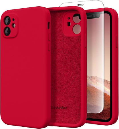 Magnetic for iPhone 11 Phone Case Silicone, Compatible with MagSafe, [Full Camera Protection][Screen Protector] Slim Shockproof Protective Case for iPhone 11 6.1", Red