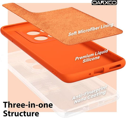 oakxco for Motorola Moto Edge 2025 Phone Case Liquid Silicone, Thin Slim Soft Rubber Gel TPU Plain Protective Simple Cover for Women Girl Cute, Matte Solid Color Aesthetic, Neon Orange