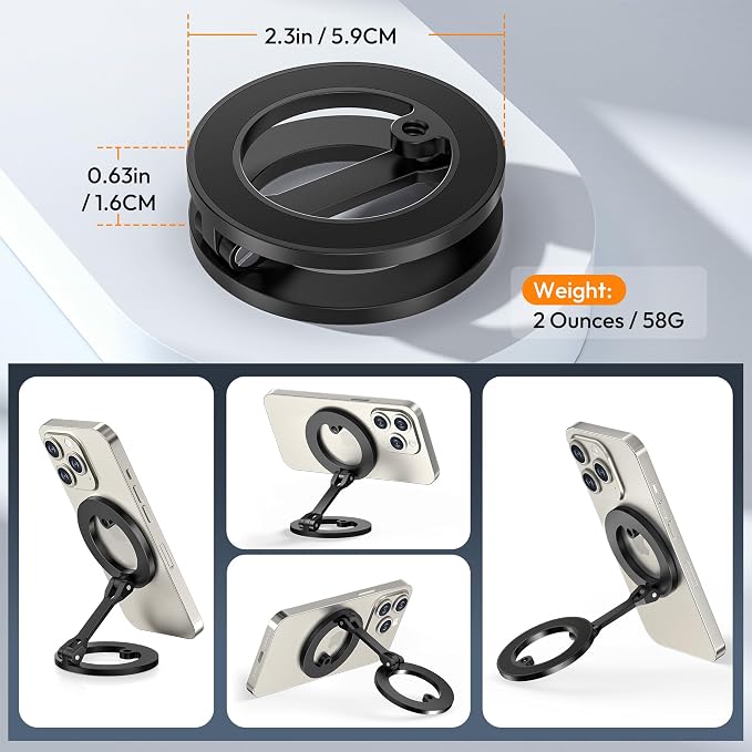 Itramax Magnetic Golf Cart Phone Holder for iPhone 17 Air,Alloy Golf Cart Phone Mount,Dual Sided Magnetic Ring Stand for iPhone 16 Pro Max Plus 15 14 13 12 Mini,Mag/Safe Case,EZGO,Club Car,Yamaha,Icon