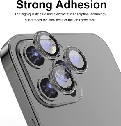 YWXTW [1 SET Camera Lens Protector Compatible with iPhone 12 Pro Max 6.7 inch, [Installation Tray] Aluminum Alloy Tempered Glass Camera Circle Cover
