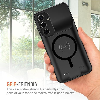 Battery Case for Galaxy S24 Plus,High Capacity 12000mAh Extended Portable Protective Charging Case Backup Compatible with Galaxy S24 Plus Wireless Charger Case with 1x Screen Protector & Cable-Black
