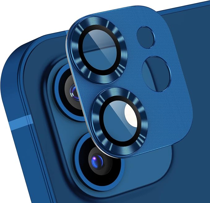 AFARER [2 Pack Camera Lens Protector for iPhone 12 Mini,Ultra HD Camera Lens Protector, Metal Tempered Glass Len Cover, 9H Hardness, Anti-Scratch, Case Friendly for iPhone 12 Mini(Blue)