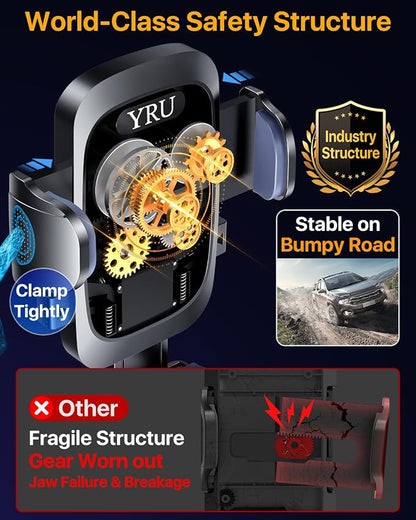 YRU[True Upgrade for Safety Car Phone Holder Mount [Patent & Military-Grade] Dashboard Cell Phone Holder for Car Vent Windshield Phone Stand for iPhone 17 16 15 14 13 Pro Max Truck Samsung, Light Red