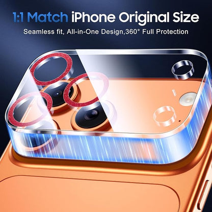 UniqueMe Compatible for 3 Pack iPhone 17 Pro Camera Lens Protector - [Drop Protection] [Case Friendly] 9H Tempered Glass Camera Cover Screen [Update New Version] - Glitter Red