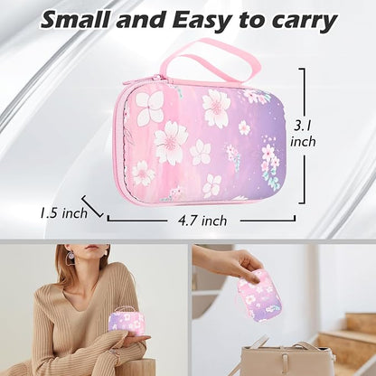 Phone Charger Case Storage Set with Cute Flower Cable Protector with Carrying Cable Case Bag,Cord Organizer, USB Earphone Wire Saver Organizer Charger Protector for iPhone (Purple Flower)