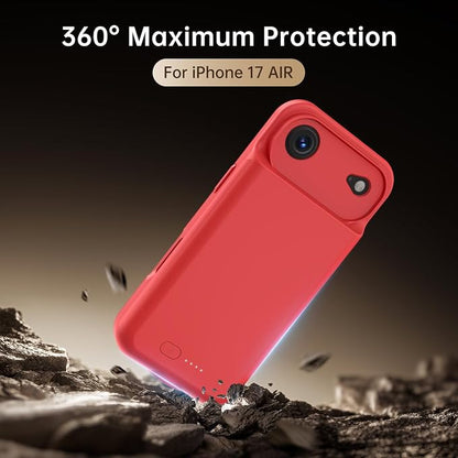 GIN FOXI Battery Case for iPhone 17 AIR, Charging Case Charger 8500mAh Ultra-Slim Lightweight Powerful Battery Pack 15W Fast Rechargeable Anti-Fall TPU Juice Box for 17 AIR (6.5") Red