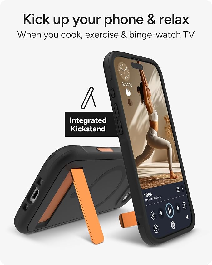 ZAGG Sedona Snap Case with Kickstand for iPhone Air - Flood Black, Drop Protection (13ft/4m), Multi-Layer Protection, with Camera Button, MagSafe Phone Case with Impact-Absorbing Bumpers