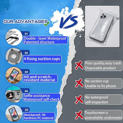 Cruise Essentials Waterproof Phone Case for Shower Underwater Protect Bag Wet Touch/Floating Snorkeling/Heavy Duty Hard Phone Case with Lanyard Compatible with iPhone 17 Pro Max/16/15/14, Galaxy S25