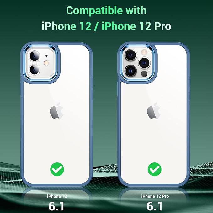 Temdan for iPhone 12 Case Clear [Not Yellowing] Shockproof Slim iPhone 12 Phone Case 6.1 Inch Blue/Clear