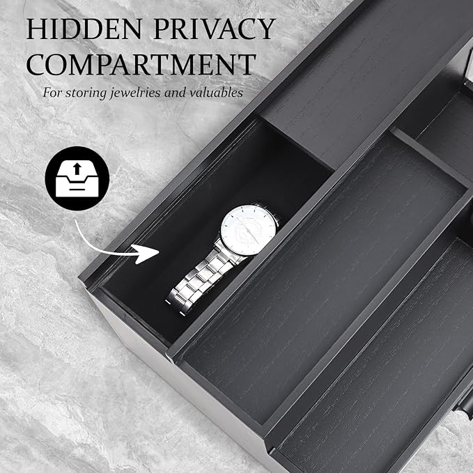 Butizone Cologne Organizer for Men, 3 Tier Perfume Stand Holder with Drawer and Hidden Compartment, Cologne Display Shelf for Dresser, Great Gift for Man/Father, Black