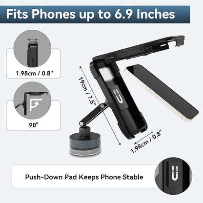 Shower Phone Holder Waterproof, 480° Rotating Twist-Lock Suction Phone Holder for Shower, Anti-Fog & Sensitive Touch Screen Case, Fit Smartphone with Case up to 6.9"