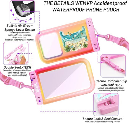 Personalized Initial Waterproof Phone Pouch Case - IPX8 Cellphone Dry Bag with Lanyard for iPhone 16/15/14/13/12 Pro Max (6.1–6.9"), Beach & Cruise Ship Essentials with Monogrammed Design (Pink, I)