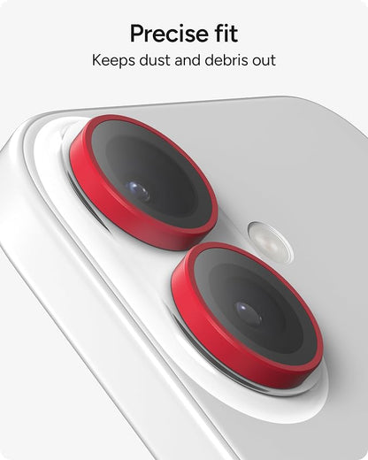 ZAGG iPhone Camera Lens Protector for iPhone 17/16/ 16 Plus - Red, Camera Ring, Maximum Impact & Scratch Protection, Anti-Reflective Technology, Smudge-Resistant, Precise Fit, Glass Elite