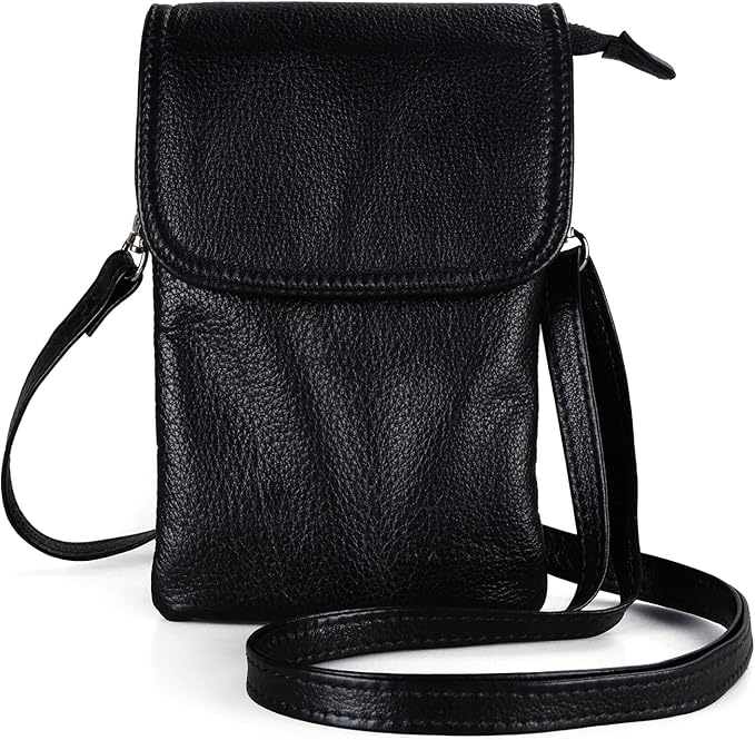 befen Genuine Leather Small Crossbody Bags for Women Cell Phone Bag Cross Body Purses,Silver Zipper