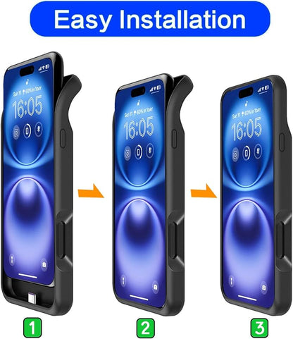Battery Case for iPhone 16 Plus, Upgraded 12000mAh Pack Rechargeable Charger Case with Wireless Charging Compatible for iPhone 16 Plus (6.7 inch) External Battery Charging Case (Black)