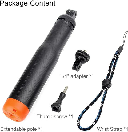 Floating Selfie Stick for GoPro Hero 13 12 11 10 9 8 Mini Max Fusion Session, DJI OSMO Action 6 5 Pro 4, AKASO Brave EK7000, 4 in 1 Underwater Waterproof Pole Monopod Hand Grip Tripod Stand