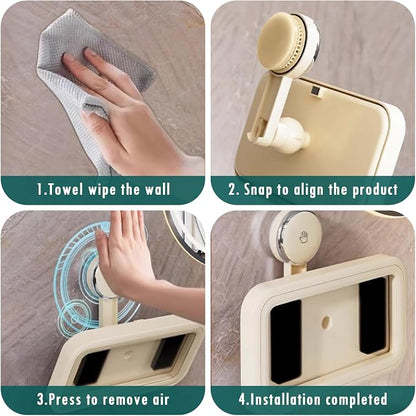 Shower Phone Holder Waterproof, 480° Rotating Wall Mount Adjustable Suction Cup Shower Phone Holder with HD Touch Screen, Fog-Proof Bathroom Case for 4-7 Inch Phones