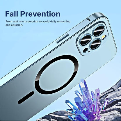 Magnetic Charging Aluminium Metal Bumper Matte Case Cover for iPhone, Alloy Magnetic Slim Case Camera Lens Protect for iPhone 14 Pro Max 13 12 (Dark Purple, for iPhone 13 Pro)