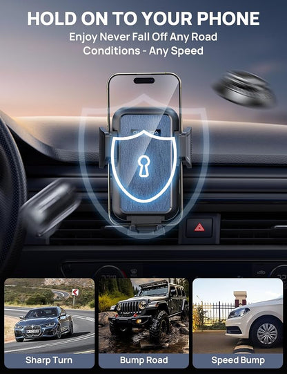 Car Phone Holder Mount(+Air Vent Hook) [Military Grade Stable], 360° Rotatable Suction Cup Car Phone Mount for Dashboard Windshield ,Truck Cradle Stand for iPhone 17 16 Pro Max Samsung All Phone