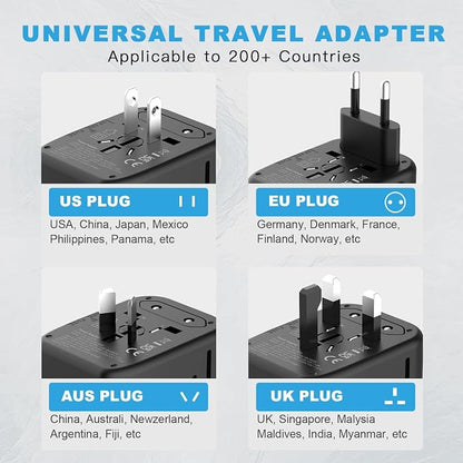HAPOW Universal Travel Adapter, GaN 45W International Power Adapter, 3 USB-C & 1 USB-A Fast Charging Travel Charger, All in One Worldwide Travel Plug Adapter, Outlet Adapter for Europe UK USA AU