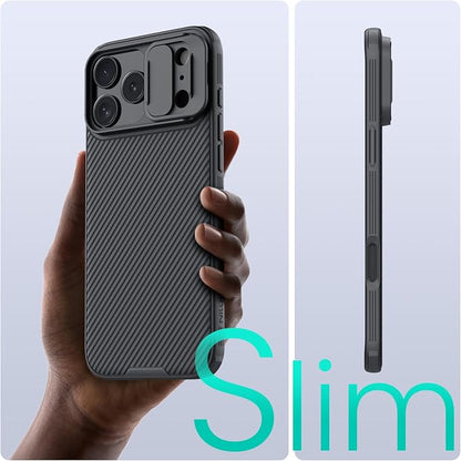 Nillkin for iPhone 17 Pro Case with Slide Camera Cover, Thin Slim Fit, Shockproof Protective, Protector Privacy, Phone Case iPhone 17 Pro Camera Lens Protector 6.3 inch, Black