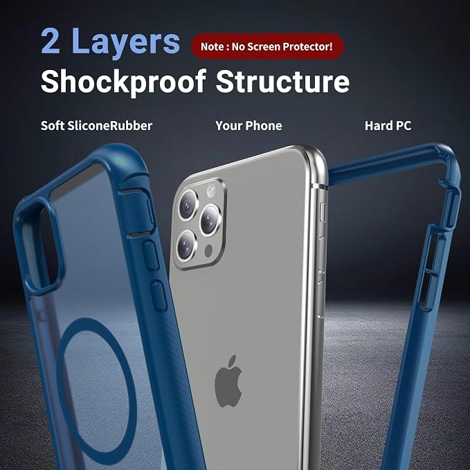 jaroco Magnetic for iPhone 11 Pro Max Case, [Compatible with MagSafe][Military Grade Drop Protection][Heavy Duty Protection][Non-Slip][Shockproof] 2-Layer Durable Bumper Phone Case 6.5''-Deep Blue